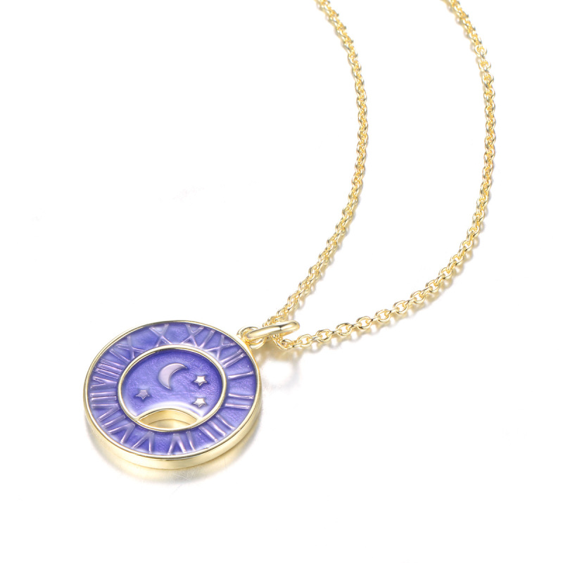 stars moon clock pendant necklace