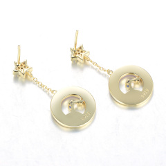 the stars moon clock stud earrings