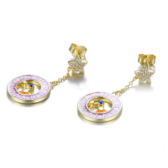 the stars moon clock stud earrings