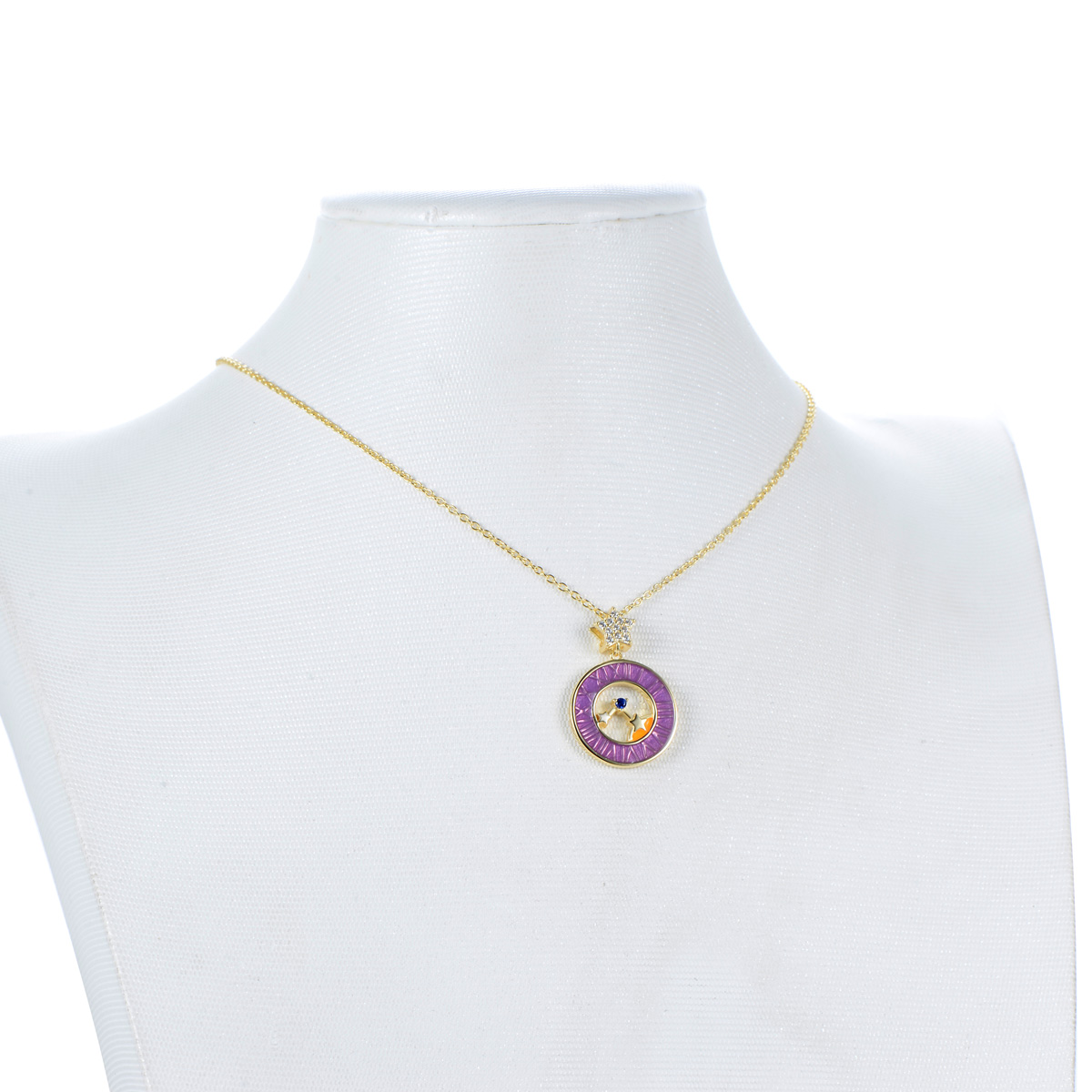 stars moon clock pendant necklace