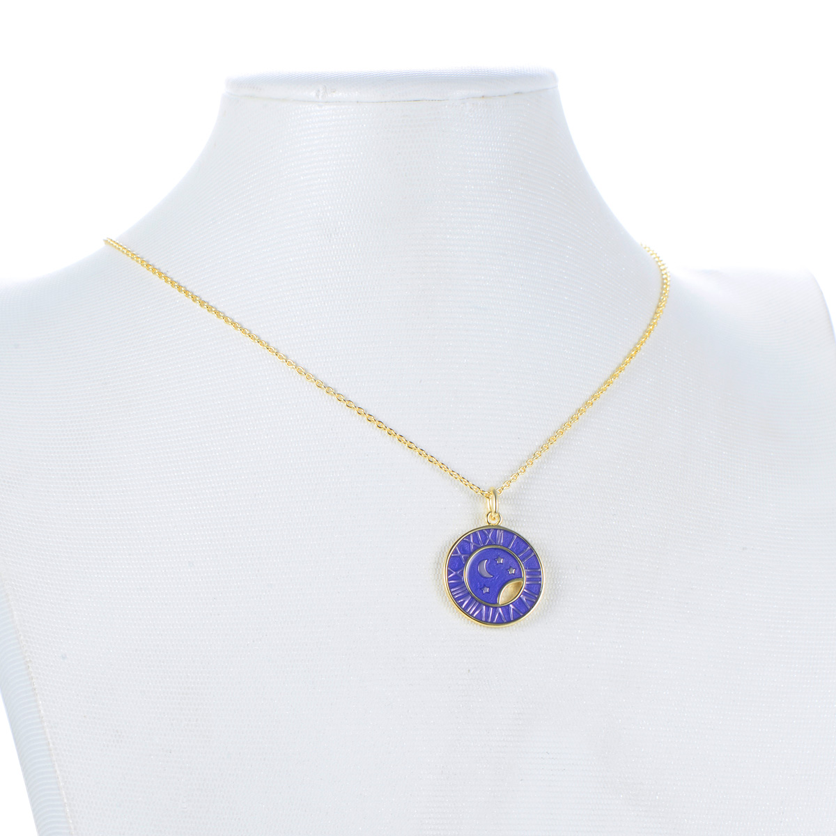 stars moon clock pendant necklace