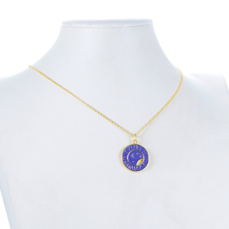 stars moon clock pendant necklace