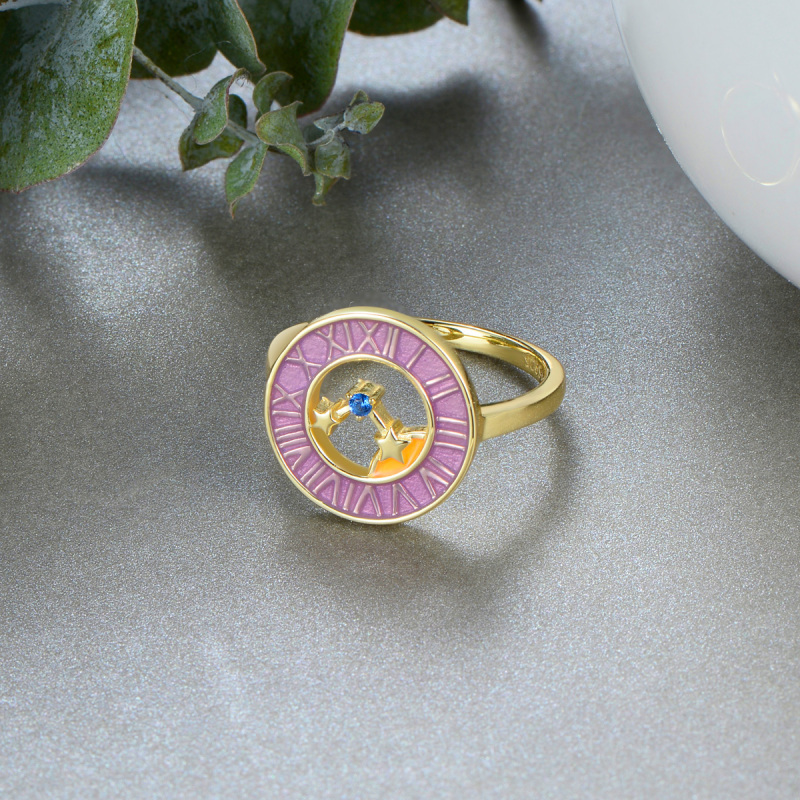 the stars moon clock enamel ring