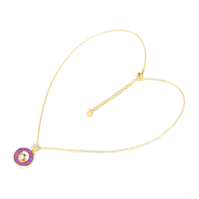 stars moon clock pendant necklace