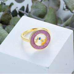 the stars moon clock enamel ring