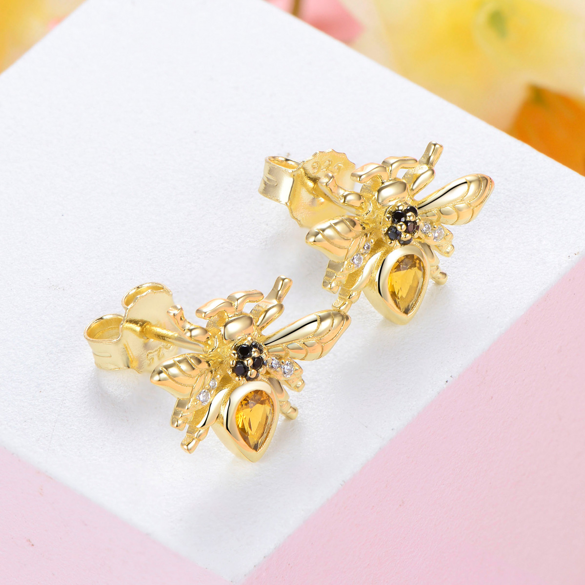 Honey bee studs earrings