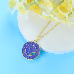 stars moon clock pendant necklace