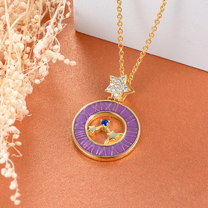 stars moon clock pendant necklace