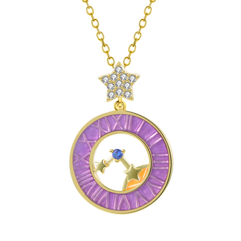 stars moon clock pendant necklace