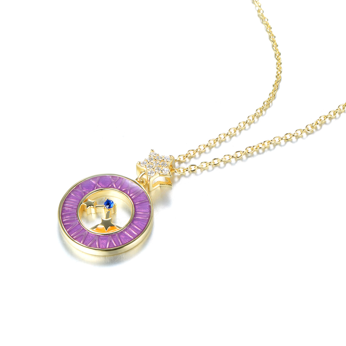 stars moon clock pendant necklace