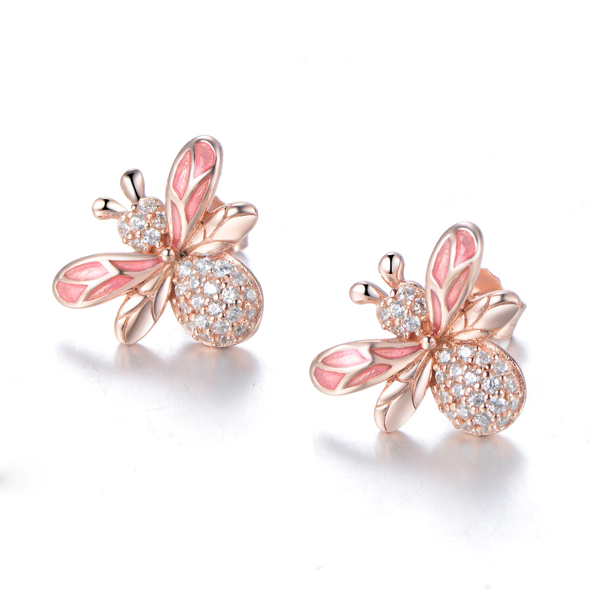 rose gold bee studs earrings
