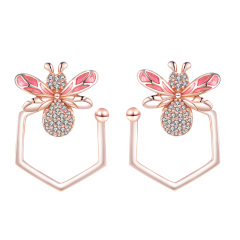 little pink bee studs earrings