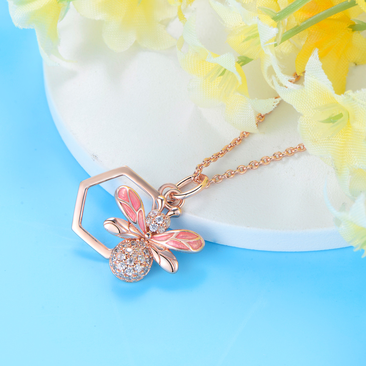 rose gold bee pendant necklace