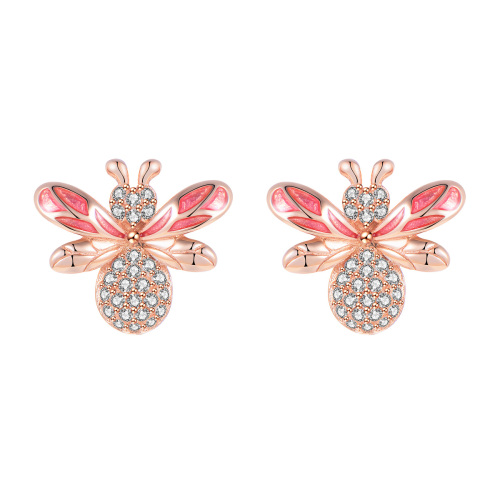 rose gold bee studs earrings