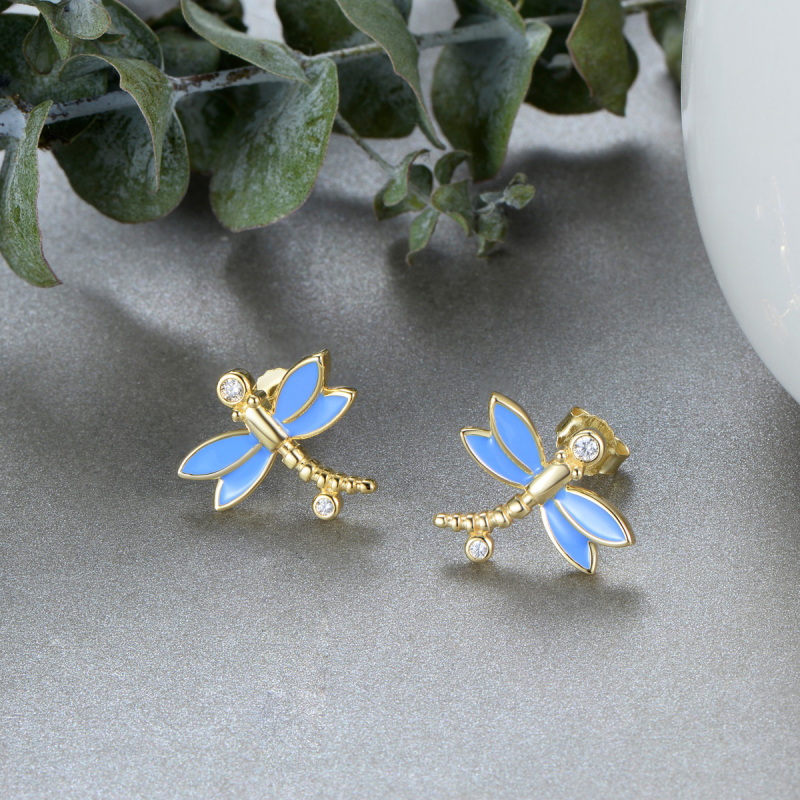 golden dragonfly studs earrings