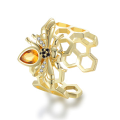 hollow out honeybee open ring