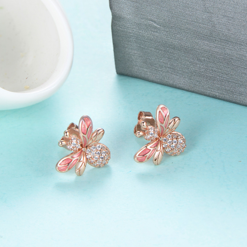rose gold bee studs earrings