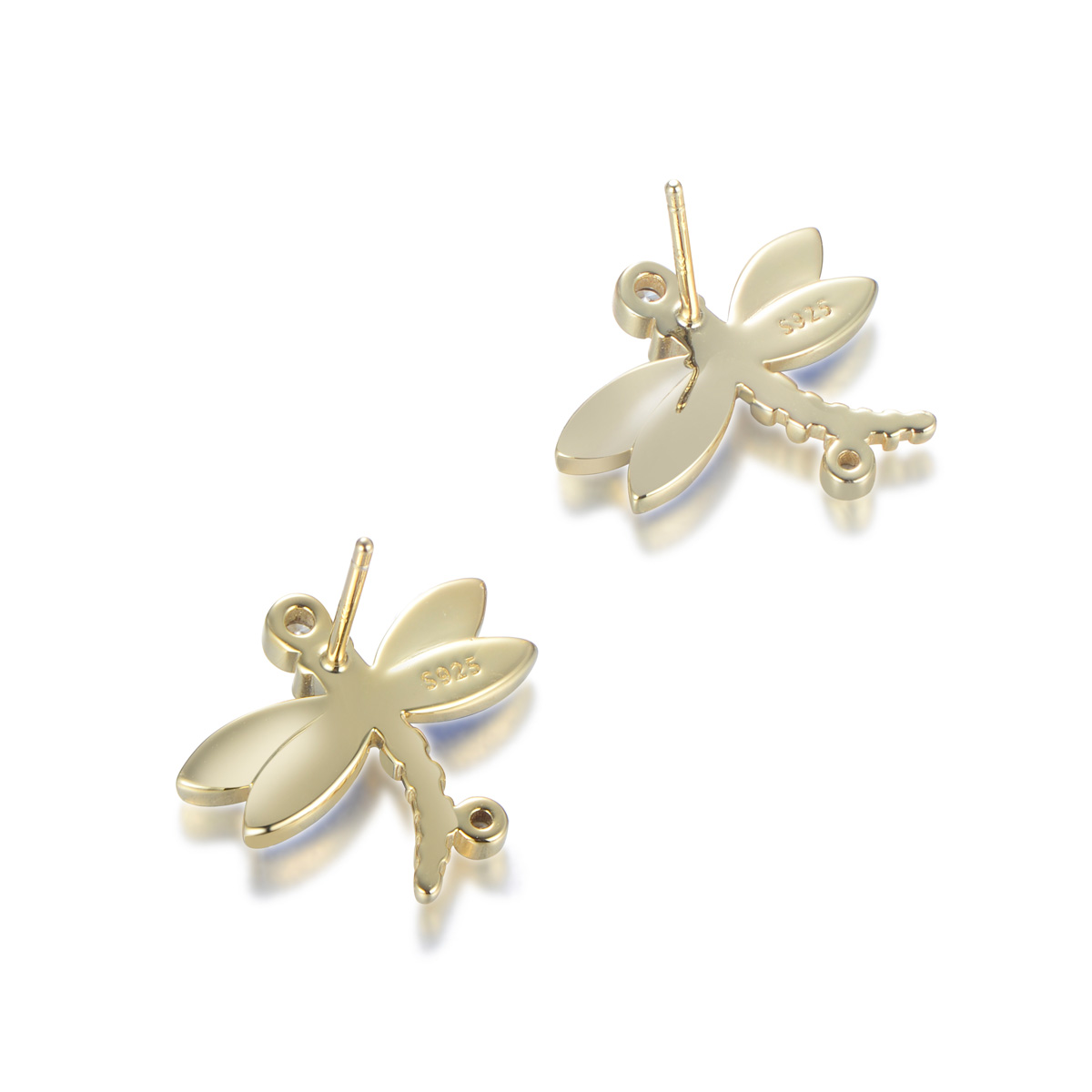 golden dragonfly studs earrings