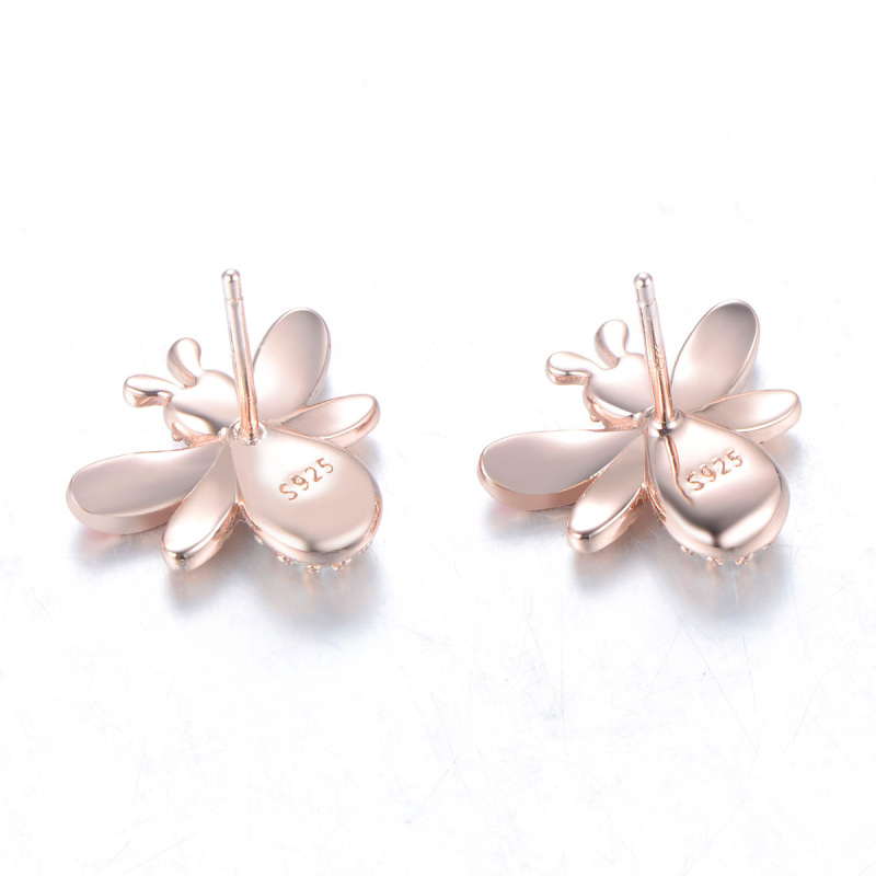 rose gold bee studs earrings