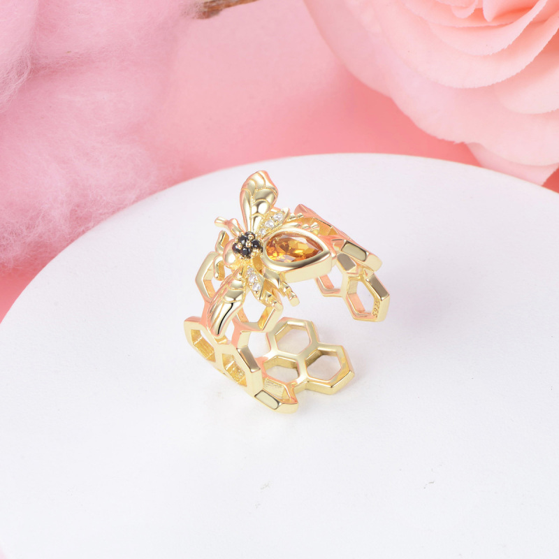 hollow out honeybee open ring