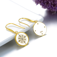 compass rose hook earrings