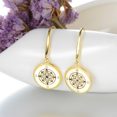 compass rose hook earrings