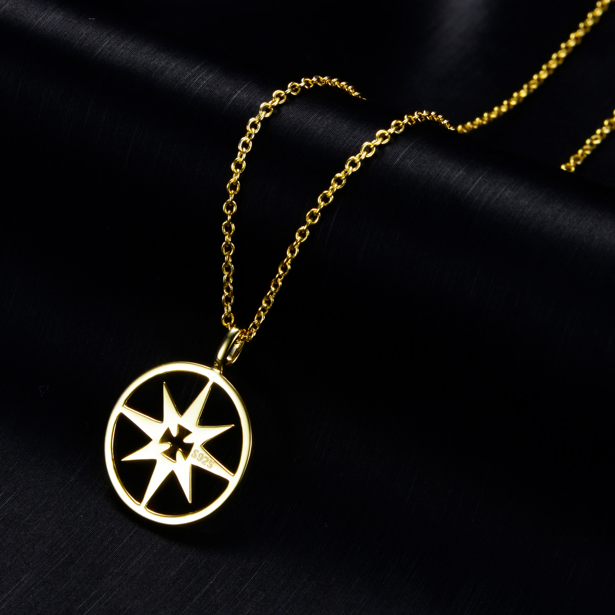 compass rose cross pendant necklace