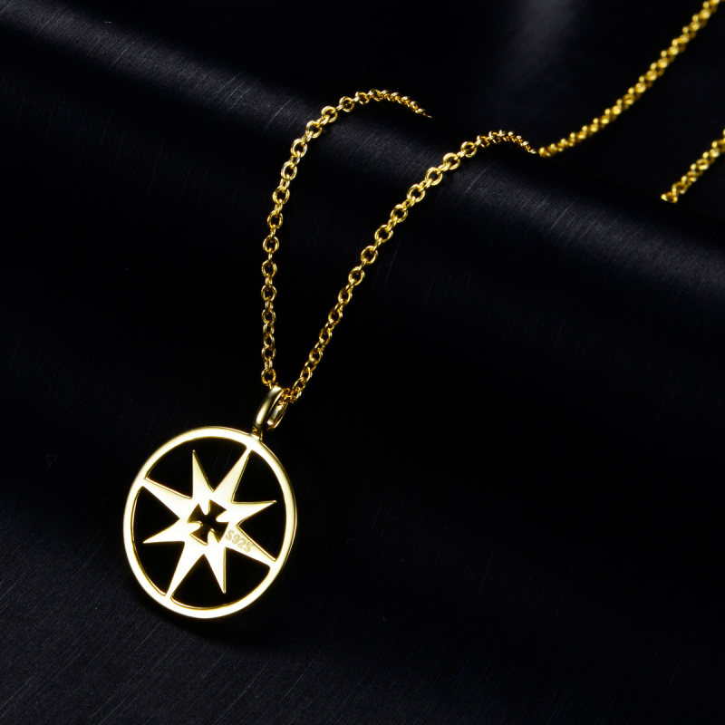 compass rose cross pendant necklace