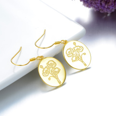 graven flower hook earrings