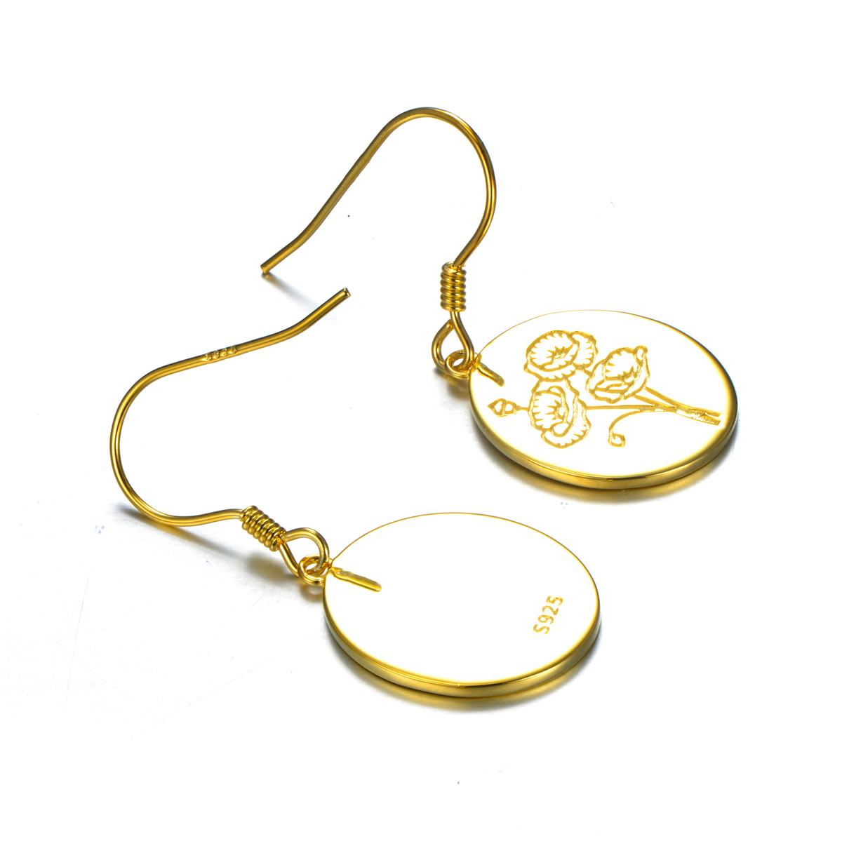 graven flower hook earrings