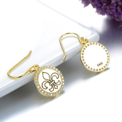 greenish lily flower hook earrings