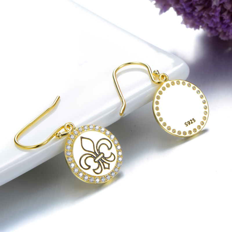 greenish lily flower hook earrings