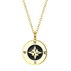 compass rose enamel pendant necklace