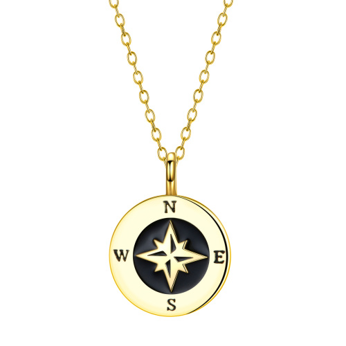 compass rose enamel pendant necklace