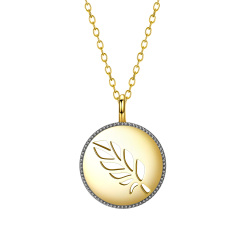 Hollow out a feather pendant necklace