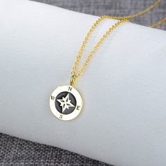 compass rose enamel pendant necklace