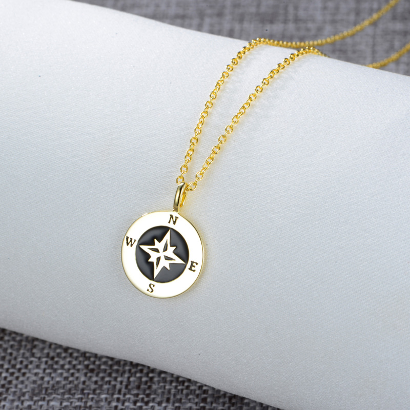 compass rose enamel pendant necklace