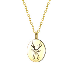 carved deer head pandant necklace