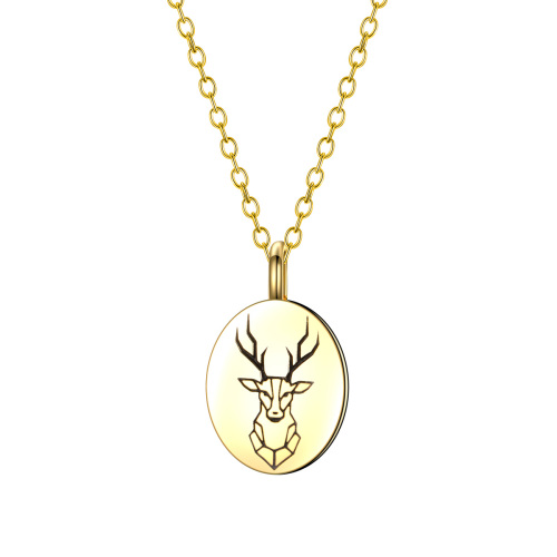 carved deer head pandant necklace