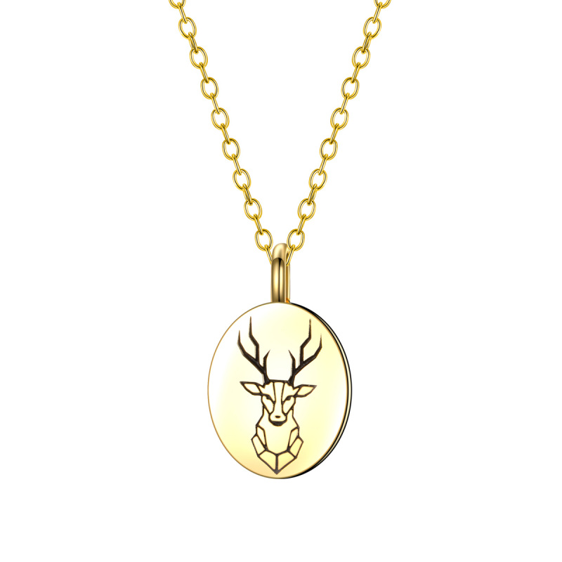 carved deer head pandant necklace