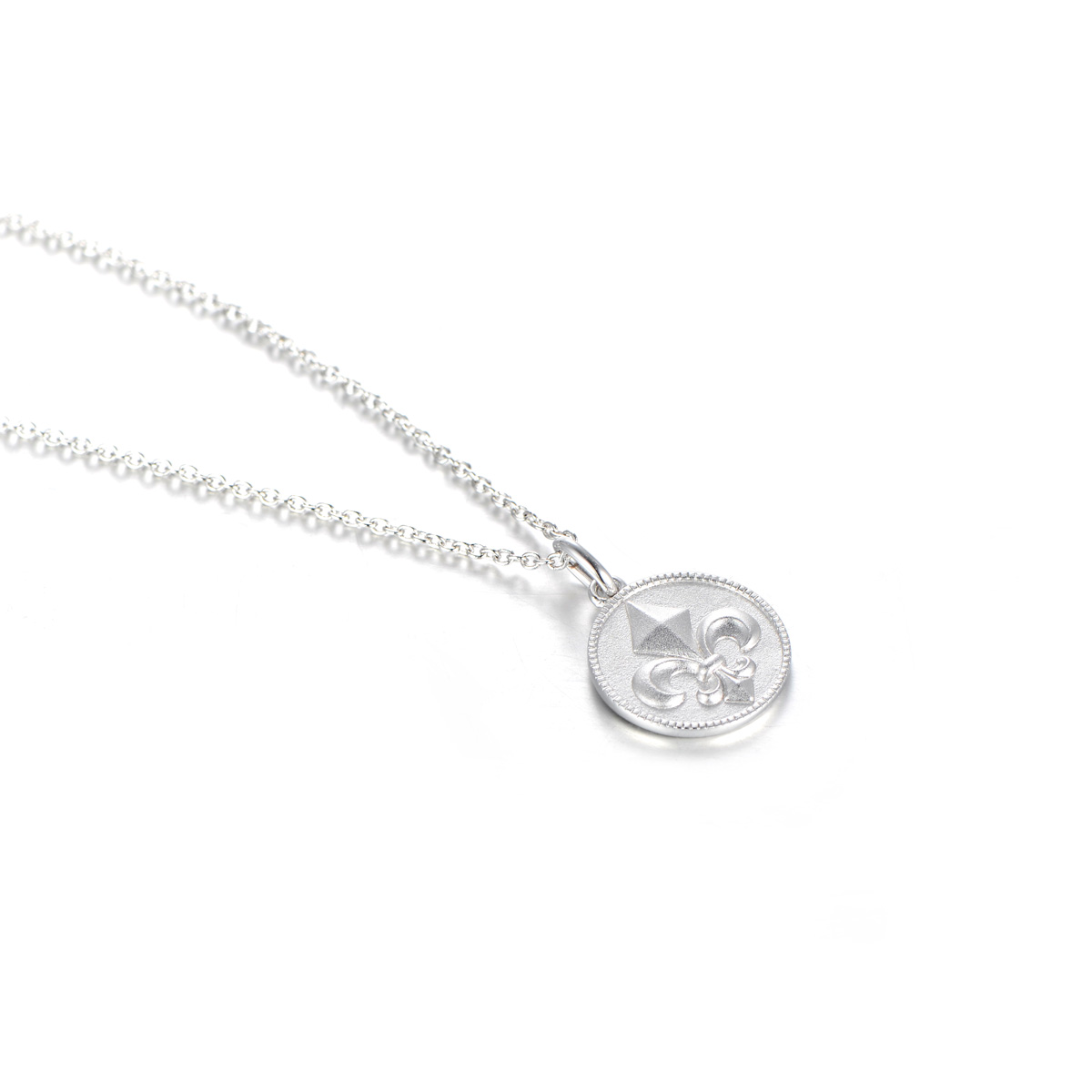 greenish lily flower coin pendant necklace