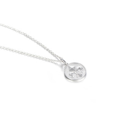 greenish lily flower coin pendant necklace