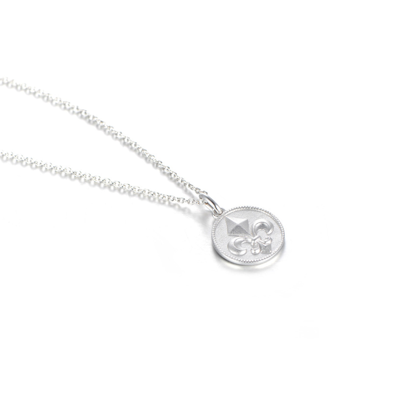 greenish lily flower coin pendant necklace