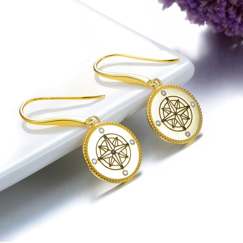 compass rose hook earrings