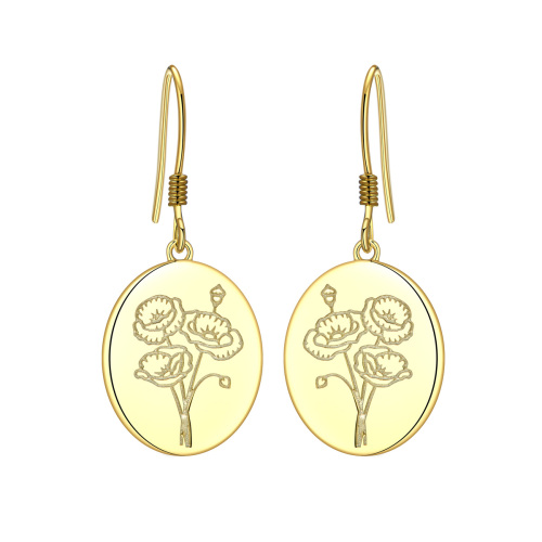graven flower hook earrings