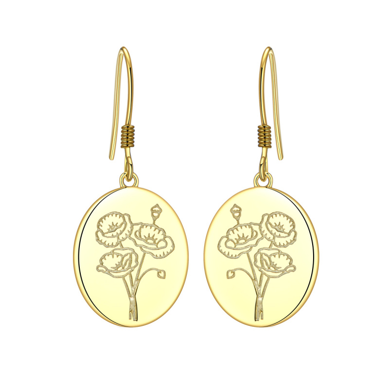 graven flower hook earrings