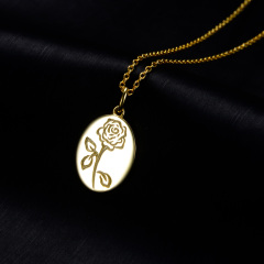carved rose pendant necklace