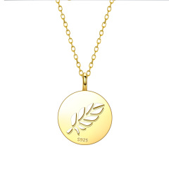 Hollow out a feather pendant necklace