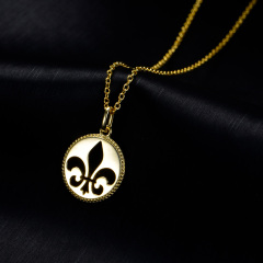 greenish lily flower pendant necklace