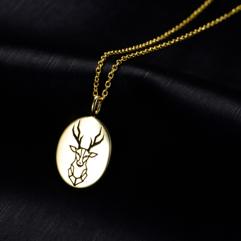 carved deer head pandant necklace
